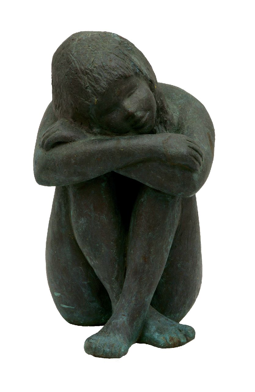 Kurt Moser | Träumend, Bronze, 29,8 x 16,0 cm, Unterzeichnet mit Initialen unten rechts