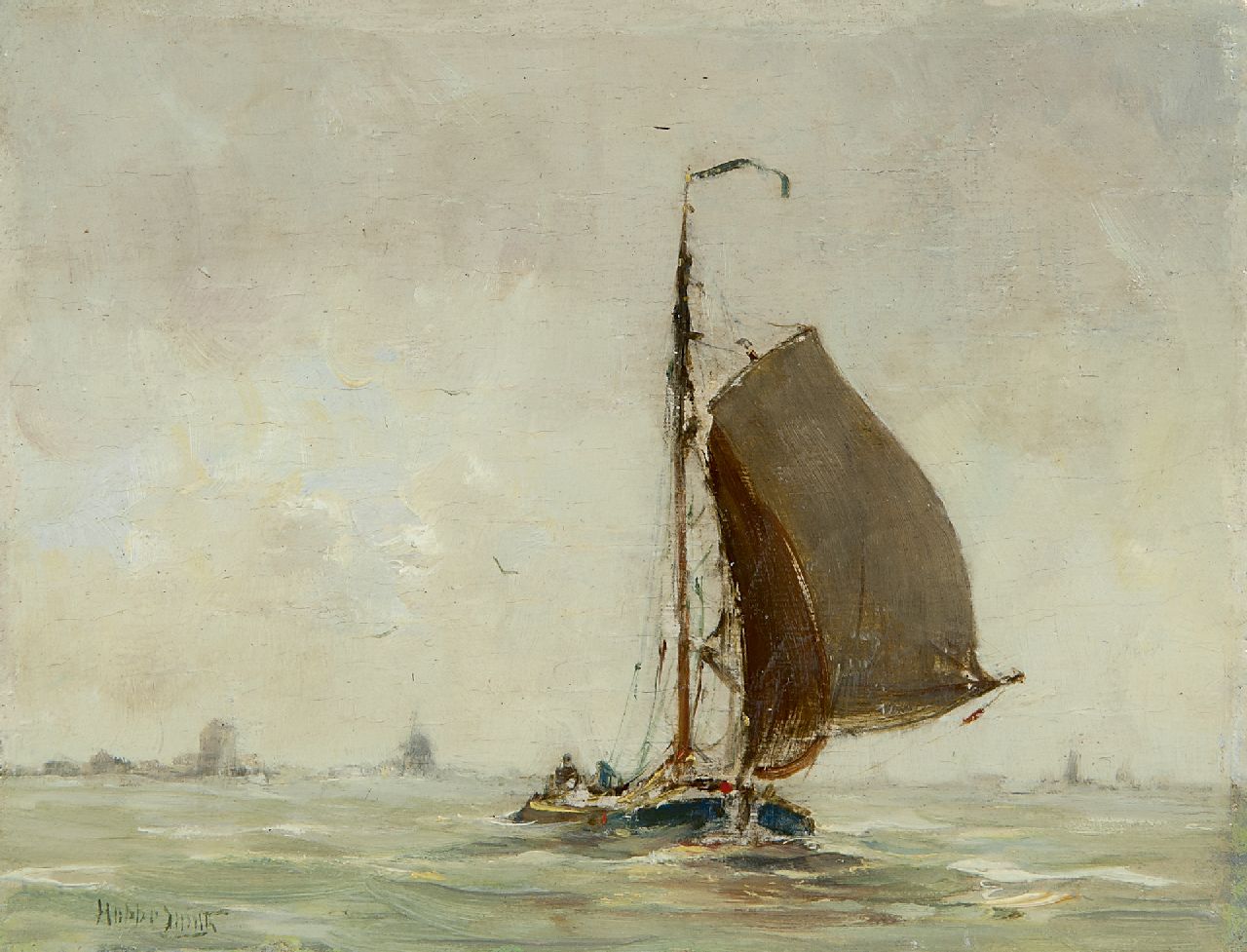 Smith H.  | Hobbe Smith, Sailing with the wind, Öl auf Holz 13,0 x 16,9 cm, signed l.l. and with stamp on the reverse