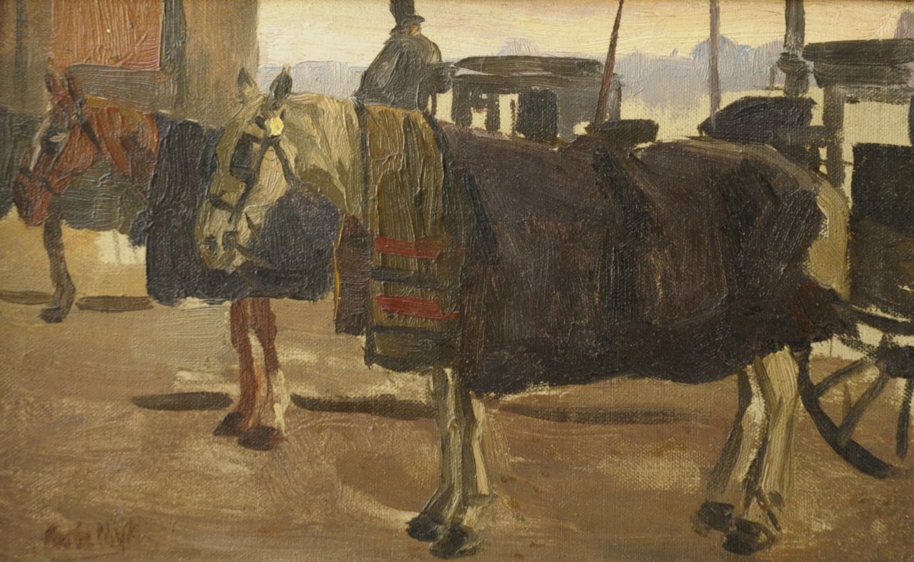 Bobeldijk F.  | Felicien Bobeldijk, Amsterdamer 'Aapjes' (kleine Kutsche), Öl auf Leinwand Malereifaser 13,4 x 21,3 cm, Unterzeichnet u.l.