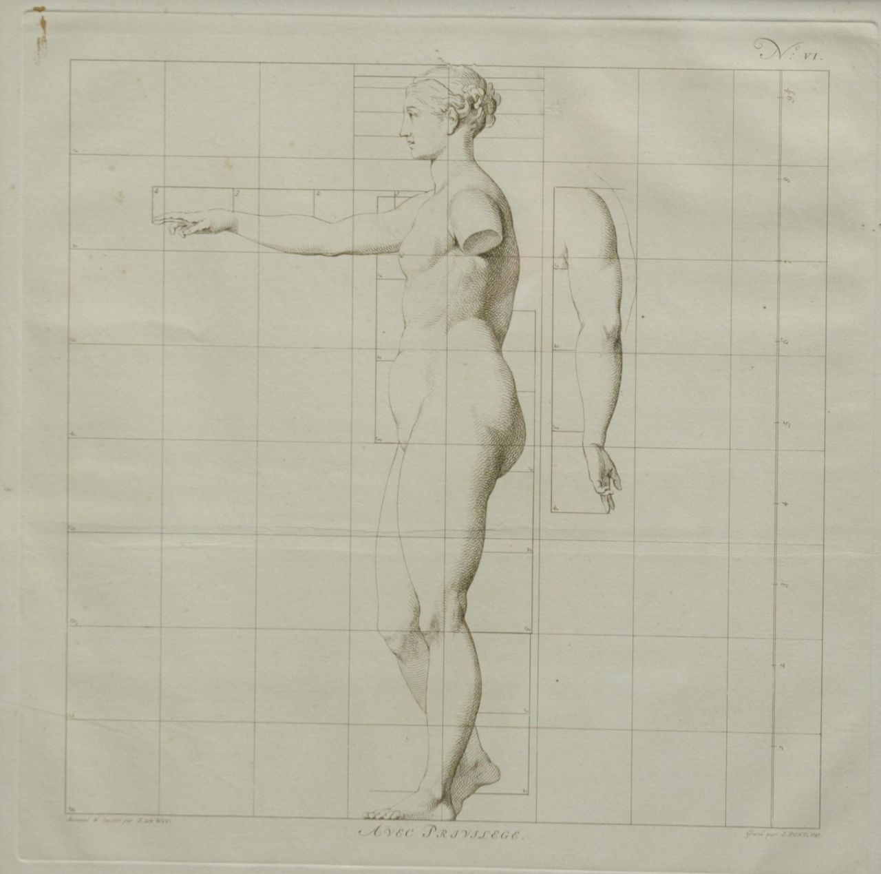 Wit J. de | Jacob de Wit, Die Idealmaße des menschlichen Körpers - Frau ( VI), Stich auf Papier 40,0 x 40,0 cm