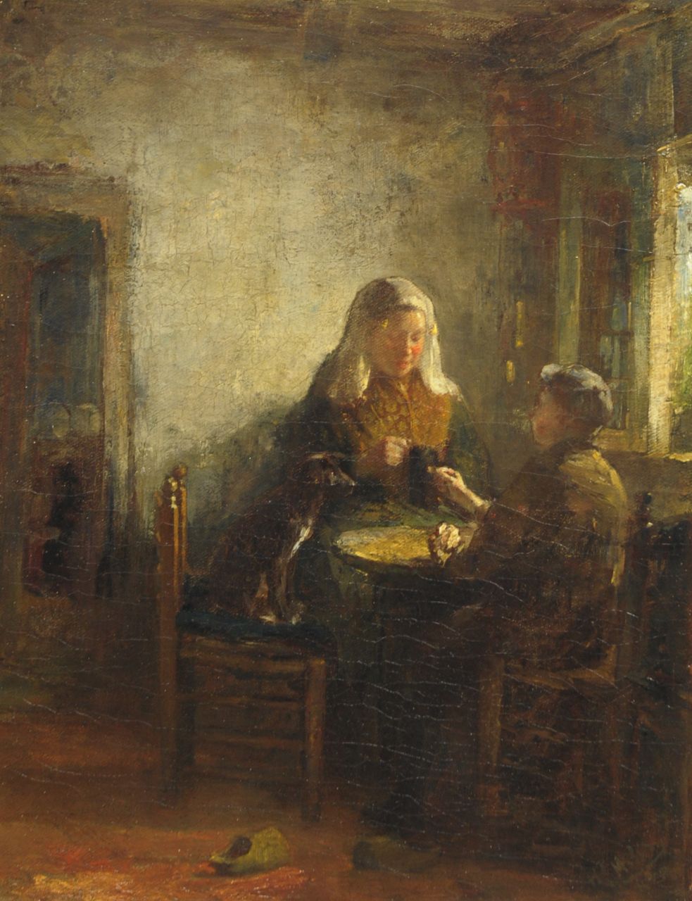 Mélis H.J.  | Henricus Joannes Mélis, Woman from Zeeland with boy and dog, Öl auf Leinwand 50,5 x 39,5 cm, signed l.r.