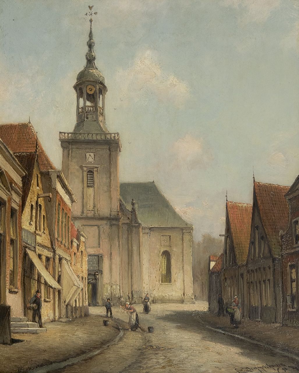 Dommelshuizen C.C.  | Cornelis Christiaan Dommelshuizen, Blick auf die Kerkstraat zu Almelo, Öl auf Leinwand 38,6 x 31,5 cm, Unterzeichnet r.u. und datiert ' 98