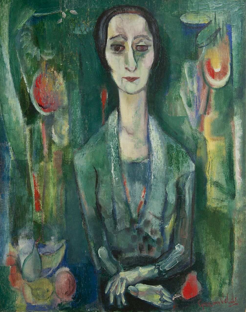 Velde G. van | Gerardus 'Geer' van Velde, Portrait de femme, Öl auf Leinwand 100,2 x 80,1 cm, signed l.r. und painted ca. 1930