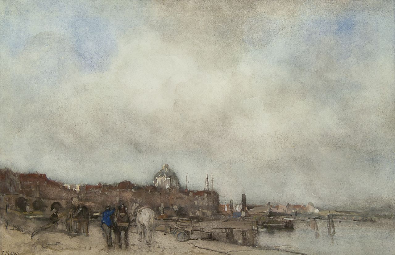 Maris J.H.  | Jacobus Hendricus 'Jacob' Maris, Stadt mit Kuppelkirche, Aquarell auf Papier 34,5 x 53,5 cm, Unterzeichnet l.u.