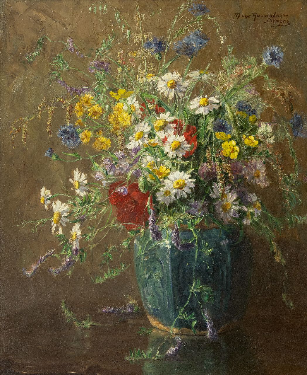 Maria van Nieuwenhoven-Stempels | Blumenstilleben, Öl auf Leinwand, 56,0 x 46,0 cm, Unterzeichnet r.o.