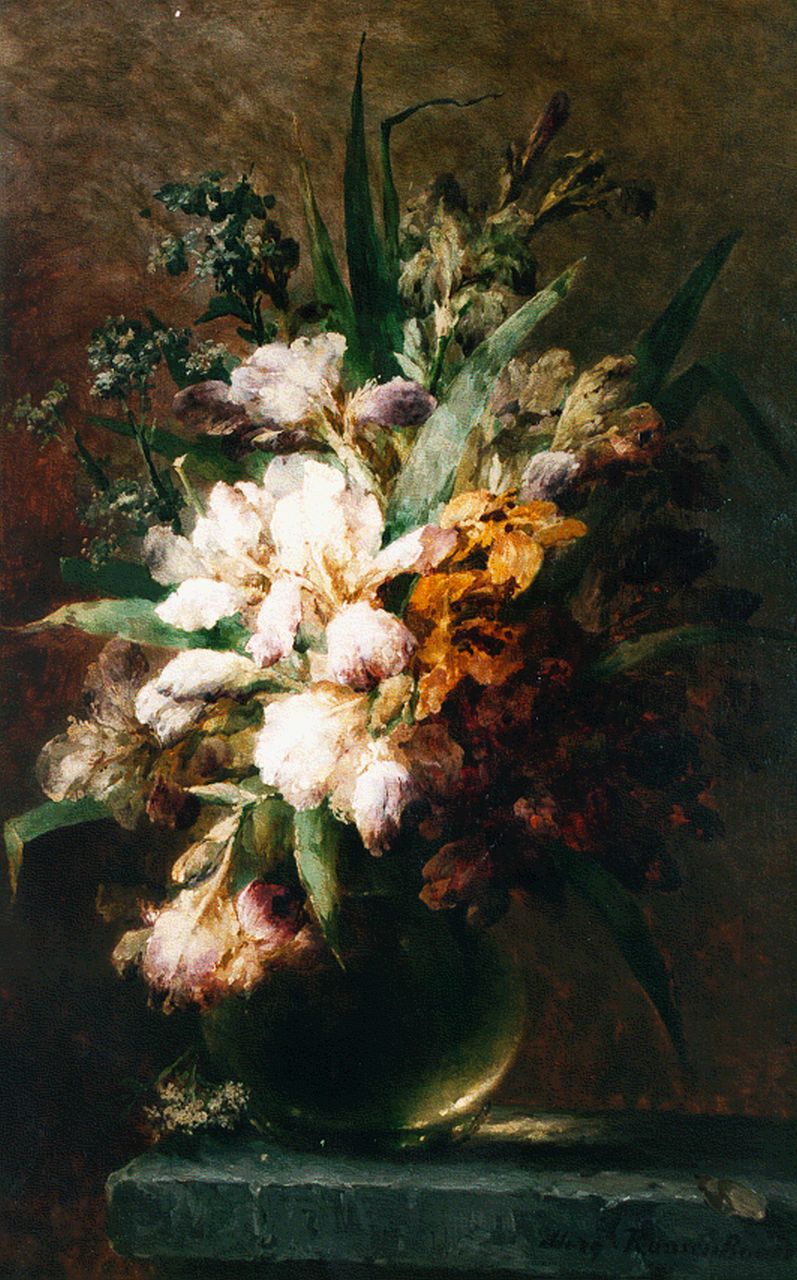 Roosenboom M.C.J.W.H.  | 'Margaretha' Cornelia Johanna Wilhelmina Henriëtta Roosenboom, A flower still life, Öl auf Leinwand 91,9 x 59,0 cm, signed l.r. und dated '92