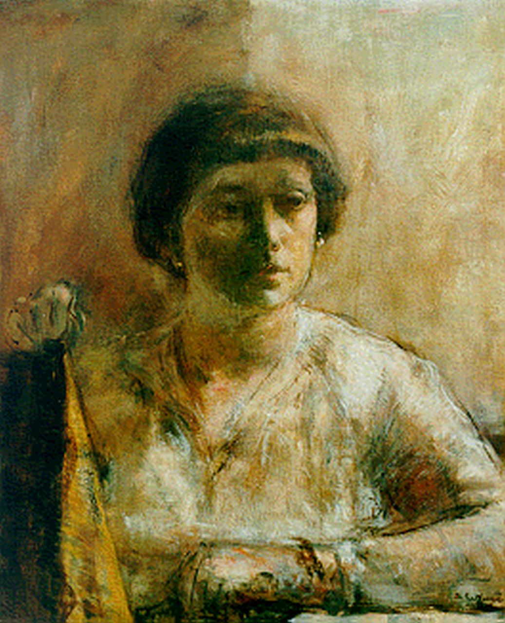 Weeme Th. ter | Theodorus 'Theo' ter Weeme, A portrait of a woman, Öl auf Holz 56,0 x 46,0 cm, signed l.r. und dated 1916