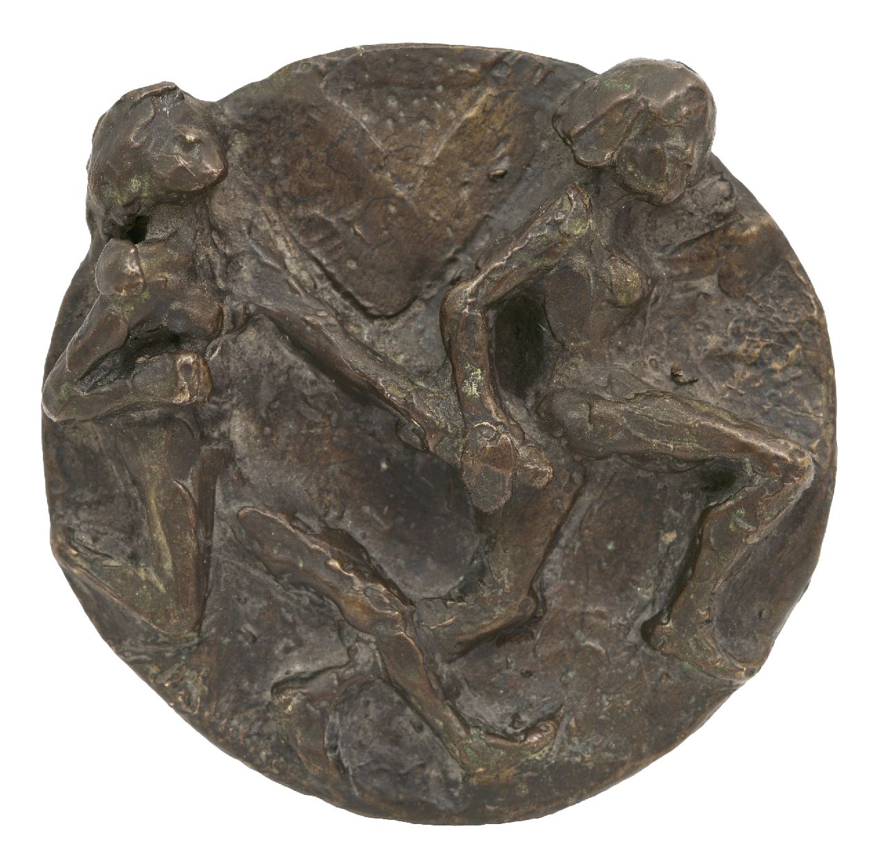 Bakker W.F.  | Willem Frederik 'Jits' Bakker | Skulpturen und Objekte zum Verkauf angeboten | Staffelläufer, Bronze 11,1 x 11,4 cm, Unterzeichnet u.l.