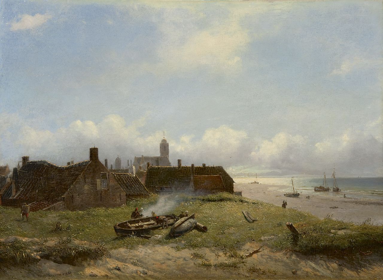 Deventer W.A. van | 'Willem' Anthonie van Deventer, A view on Katwijk, Öl auf Holz 37,3 x 51,0 cm, Unterzeichnet 25391 und dated 1868
