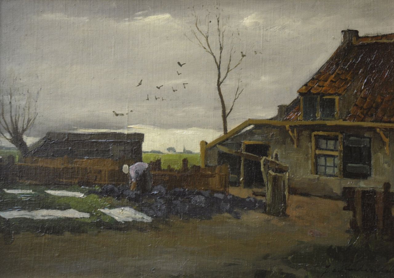 Roelandse J.C.  | Johannes Cornelis Roelandse, Bauernhof mit Bleichplatz, Öl auf Leinwand  auf Holzfaser 26,7 x 37,1 cm, Unterzeichnet r.u.