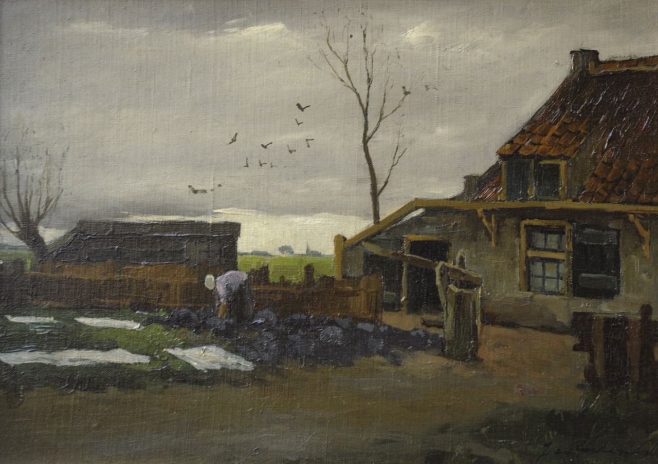Roelandse J.C.  | Johannes Cornelis 'Jan' Roelandse, Bauernhof mit Bleichplatz, Öl auf Leinwand  auf Holzfaser 26,7 x 37,1 cm, Unterzeichnet r.u.