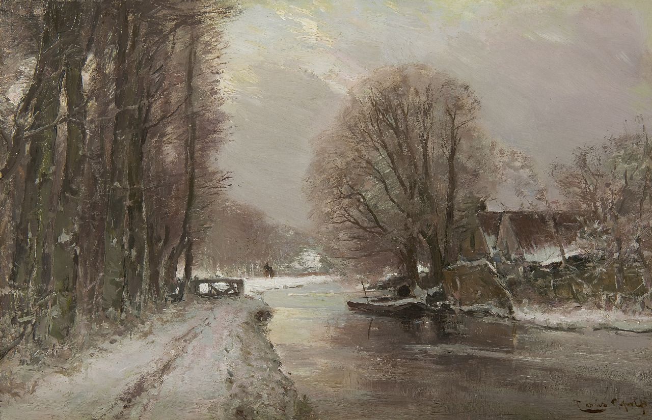 Apol L.F.H.  | Lodewijk Franciscus Hendrik 'Louis' Apol, River landscape in the winter, Öl auf Holz 27,7 x 42,1 cm, Unterzeichnet u.r.