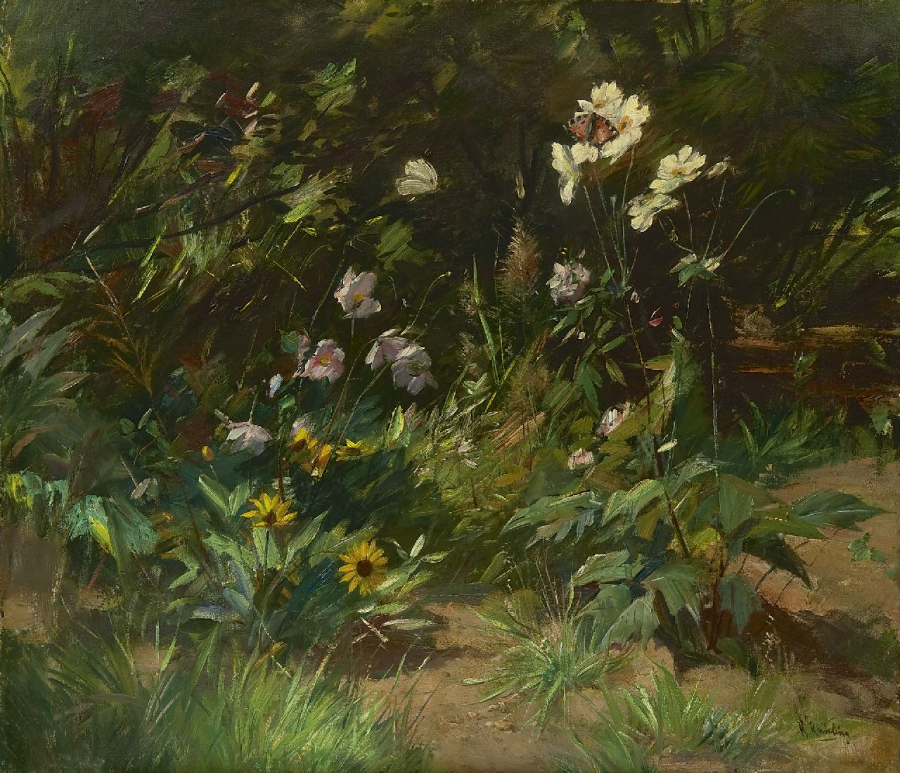 Korteling W.  | Willem Korteling, Dune landscape with flowers, Öl auf Leinwand 62,4 x 72,4 cm, signed l.o.