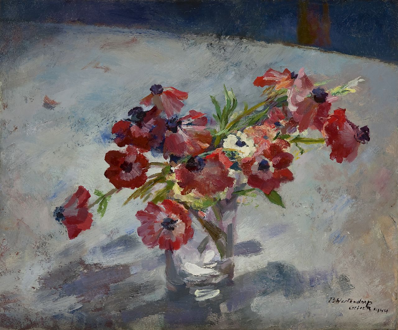 Westendorp-Osieck J.E.  | Johanna Elisabeth 'Betsy' Westendorp-Osieck, Anemonen, Öl auf Leinwand 38,2 x 46,1 cm, Unterzeichnet r.u. und datiert 1944