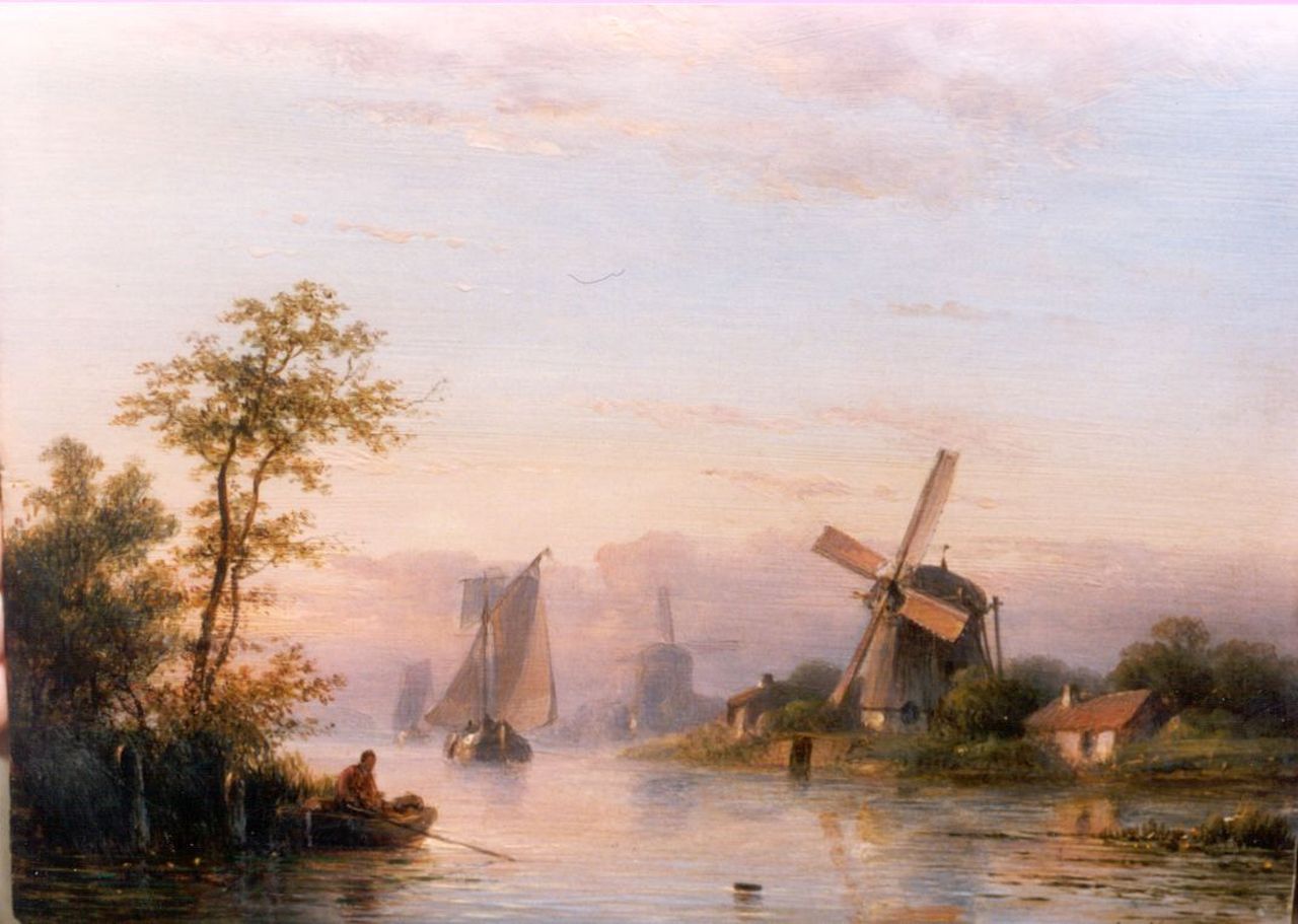 Kleijn L.J.  | Lodewijk Johannes Kleijn, A river landscape in summer, Öl auf Holz 18,5 x 24,8 cm, signed l.r.