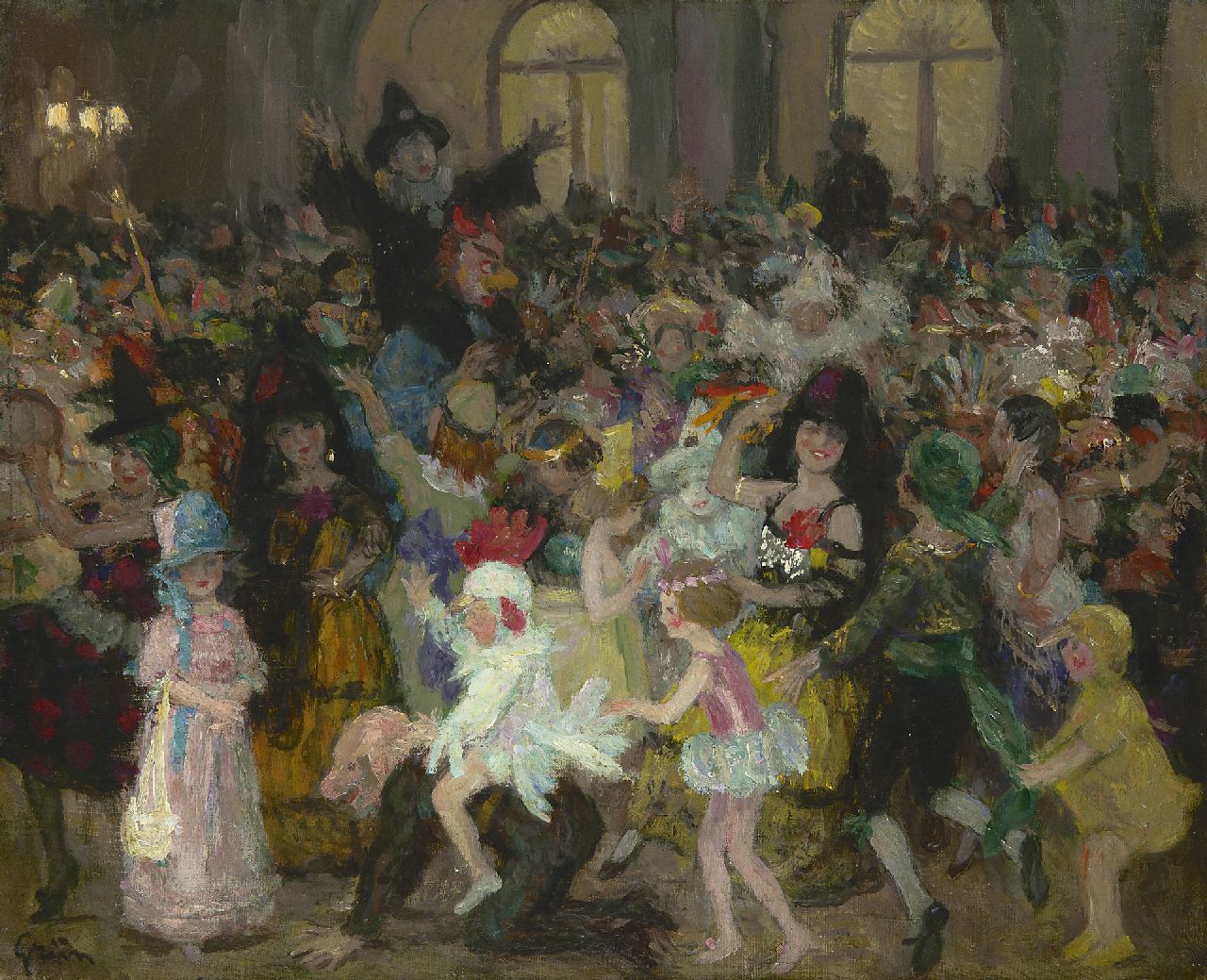 Grün J.A.  | 'Jules' Alexandre Grün, Fête costumée, Öl auf Leinwand 49,9 x 61,1 cm, Unterzeichnet u.l.