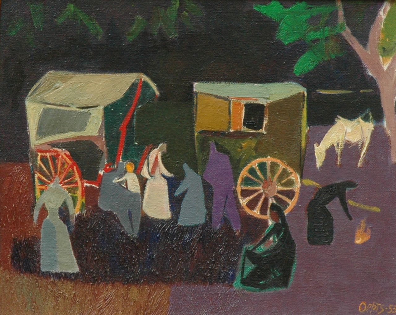 Oepts W.A.  | Willem Anthonie 'Wim' Oepts, Wohnwagen, Öl auf Leinwand 33,2 x 41,5 cm, Unterzeichnet r.u. und datiert '53