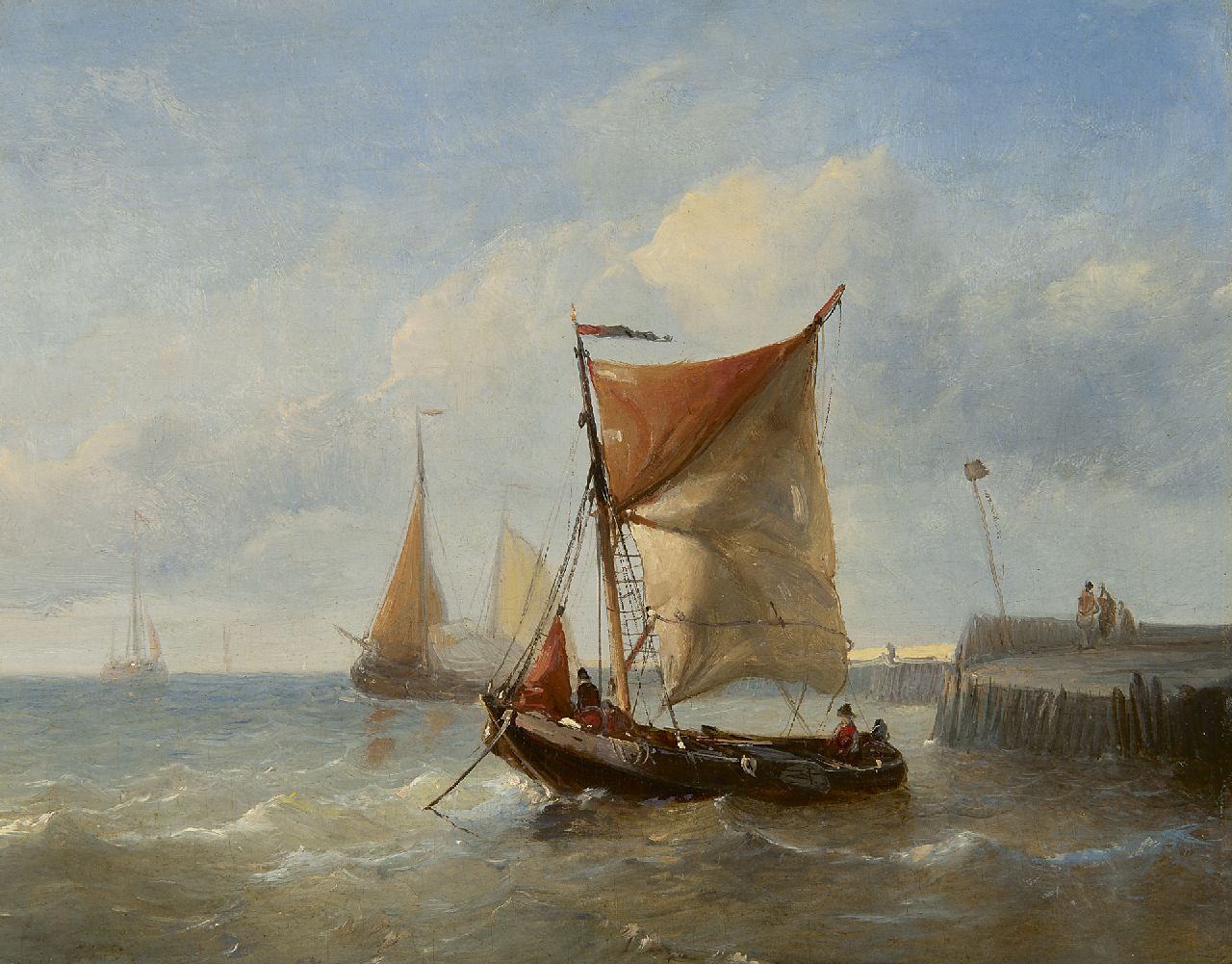 Willem Lodewijk Andrea | Boot vor Hafeneinfahrt, Öl auf Holz, 22,3 x 28,1 cm, Unterzeichnet u.l. [?]