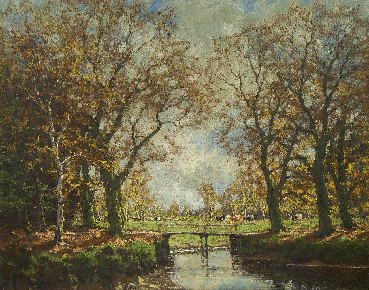 Gorter A.M.  | 'Arnold' Marc Gorter | Gemälde zum Verkauf angeboten | Landschaft mit Bach und Kühen, Öl auf Leinwand 62,3 x 79,1 cm, Unterzeichnet u.r.