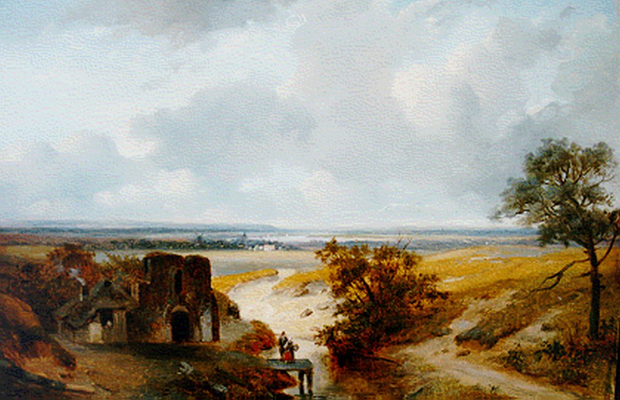 Roosenboom N.J.  | Nicolaas Johannes Roosenboom, A panoramic summer landscape, Öl auf Holz 34,0 x 49,5 cm, signed l.l.