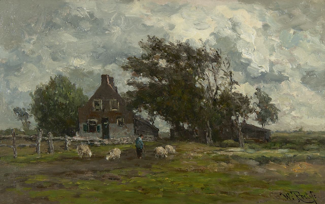 Roelofs W.  | Willem Roelofs, Landschaft mit Herde, Öl auf Leinwand auf Holz 27,7 x 44,0 cm, Unterzeichnet r.u.