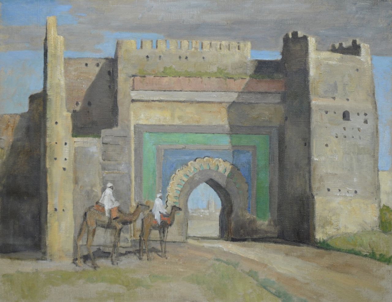 Tiele J. | 'Jan' Cornelis Tiele, Stadttor, Marakesh in Marokko, Öl auf Leinwand 55,4 x 70,3 cm Tiele J. | 'Jan' Cornelis Tiele, Stadttor, Marakesh in Marokko, Öl auf Leinwand 55,4 x 70,3 cm