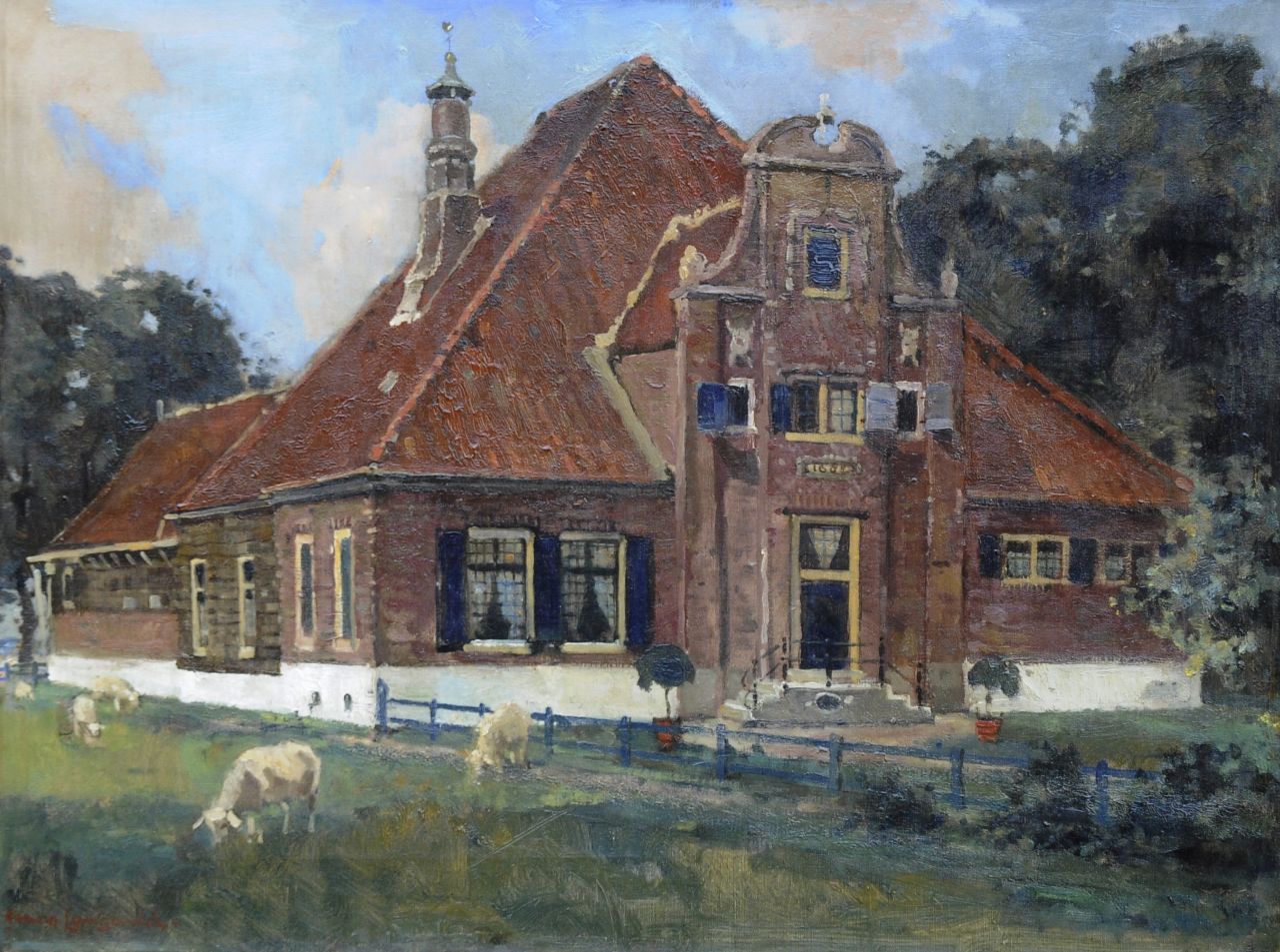 Langeveld F.A.  | Franciscus Arnoldus 'Frans' Langeveld, Bauernhof 'De Eenhoorn' in Middenbeemster, Öl auf Leinwand 60,0 x 80,2 cm, Unterzeichnet u.l. und ohne Rahmen