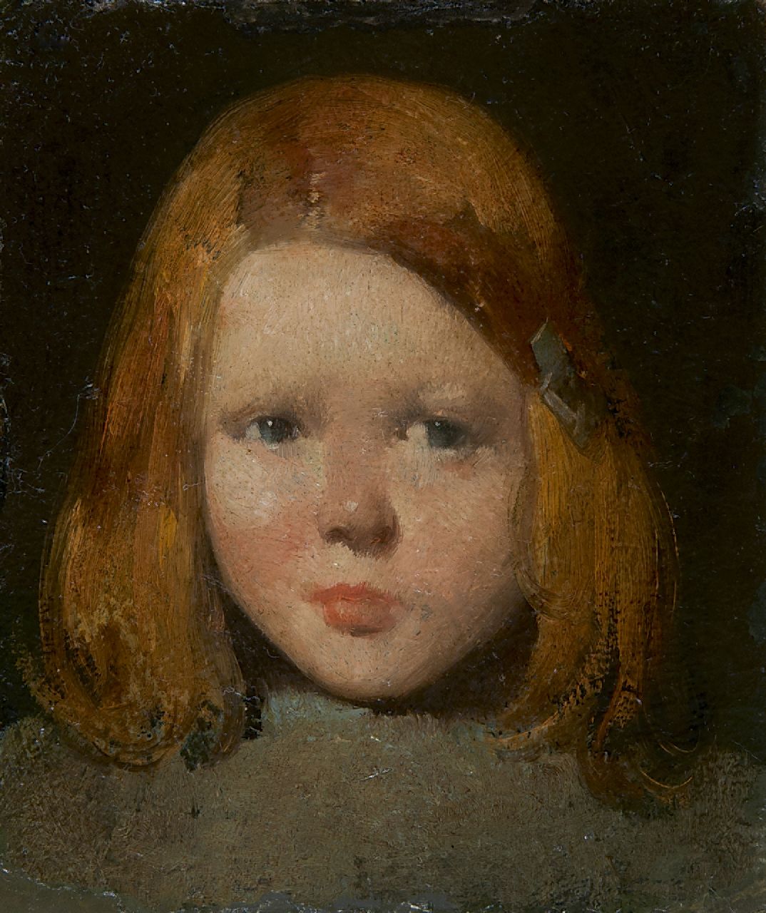 Berg W.H. van den | 'Willem' Hendrik van den Berg, Kinderporträt, Öl auf Papier auf Holzfaser 13,6 x 11,7 cm
