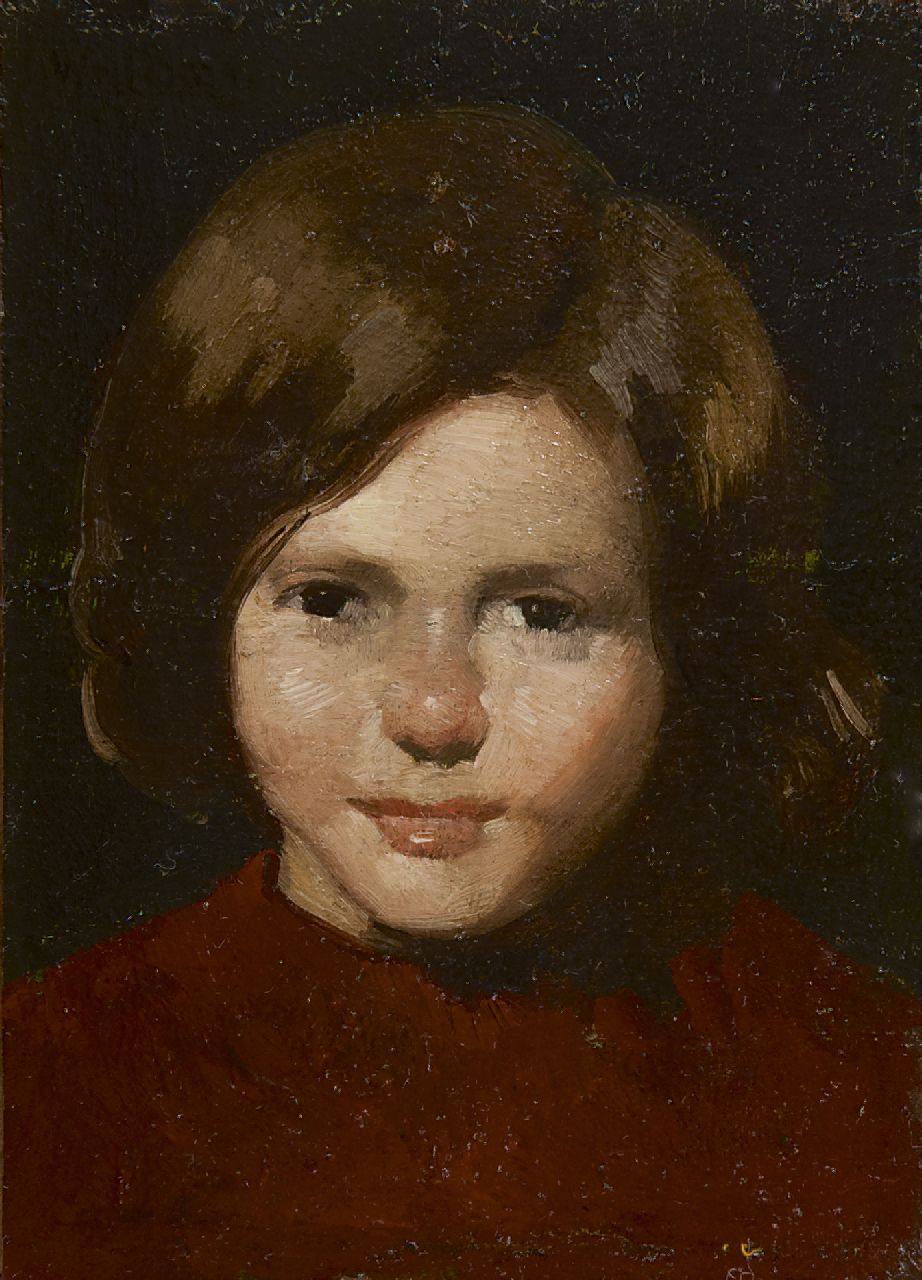 Berg W.H. van den | 'Willem' Hendrik van den Berg, Mädchenporträt, Öl auf Papier auf Holzfaser 14,9 x 11,5 cm