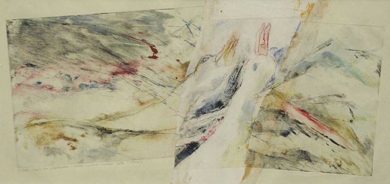 E. Stoel | Tanz der Albatrosse, Gemischte Technik auf Papier, 25,0 x 51,7 cm, Unterzeichnet l.u. (mit Bleistift) und ohne Rahmen