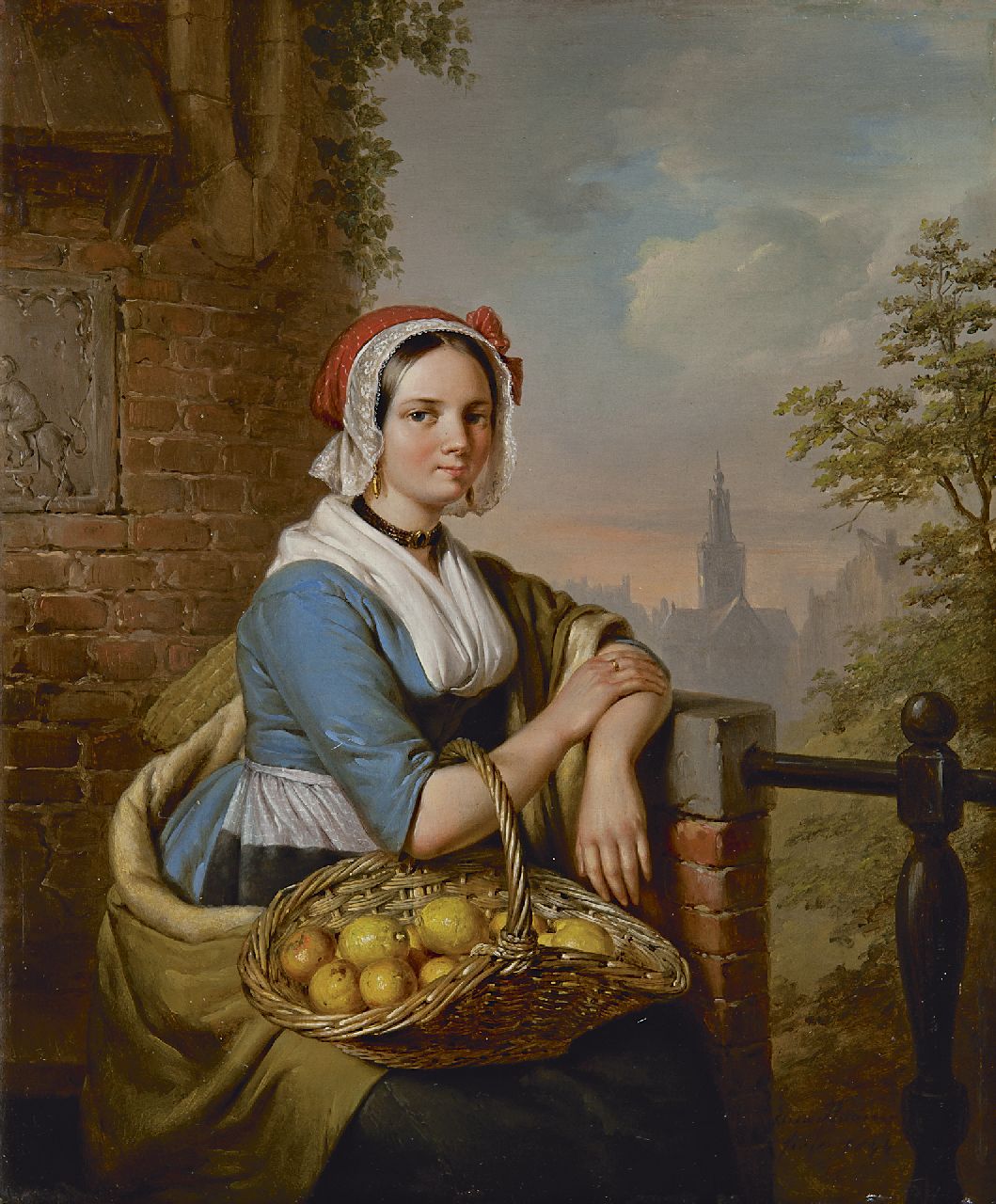 Haanen E.A.  | Elisabeth Alida Haanen, The lemon seller, Öl auf Holz 33,3 x 27,9 cm, signed l.r. und dated 1844