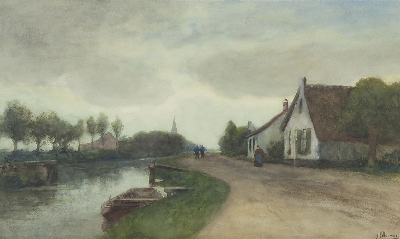 Wijsmuller J.H.  | Jan Hillebrand Wijsmuller | Aquarelle und Zeichnungen zum Verkauf angeboten | Kortenhoefsedijk in Kortenhoef, Aquarell auf Papier 35,4 x 59,2 cm, Unterzeichnet r.u.