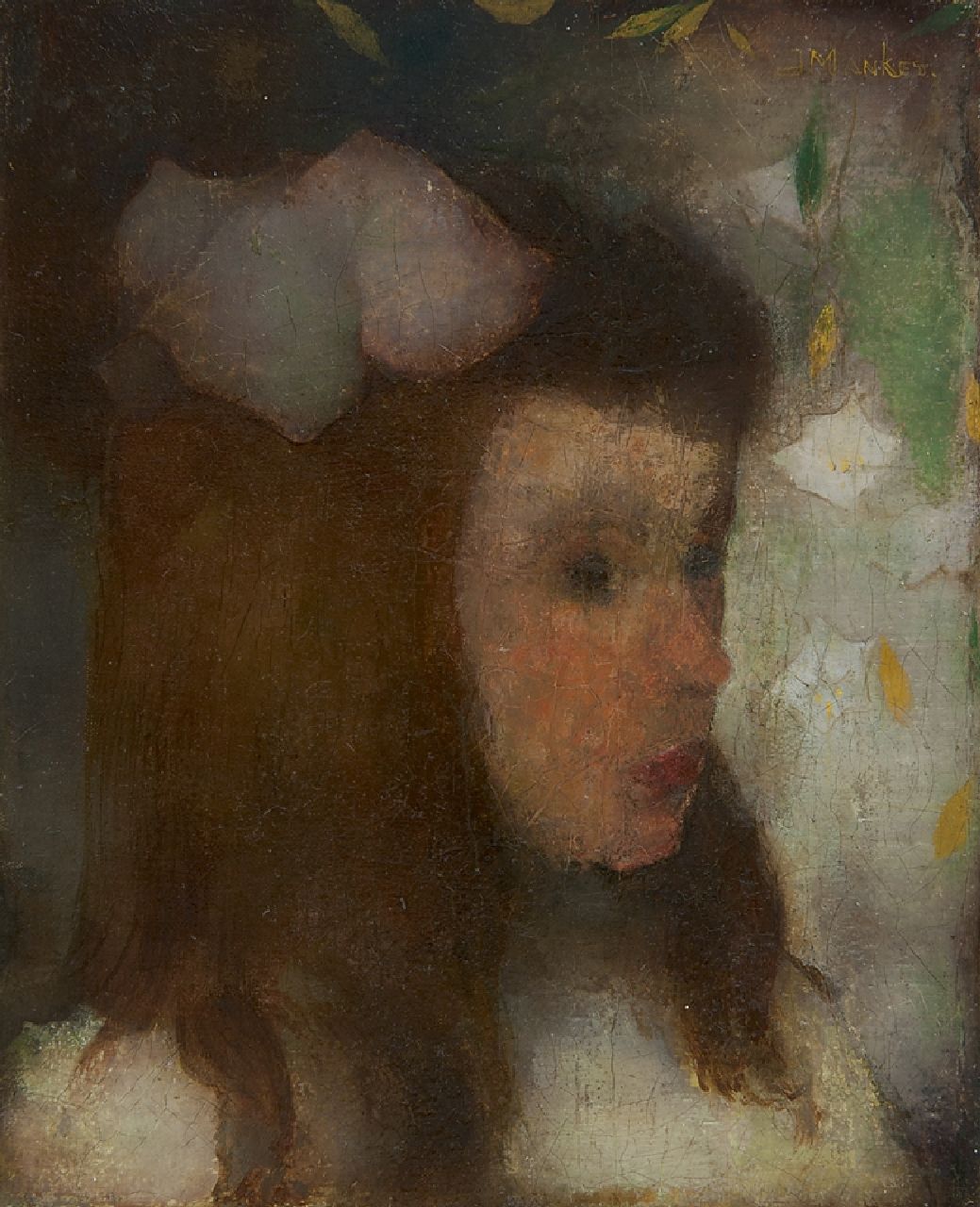 Mankes J.  | Jan Mankes, Porträt eines Mädchens, Öl auf Leinwand 20,0 x 16,3 cm, Unterzeichnet o.r. und zu datieren 1915