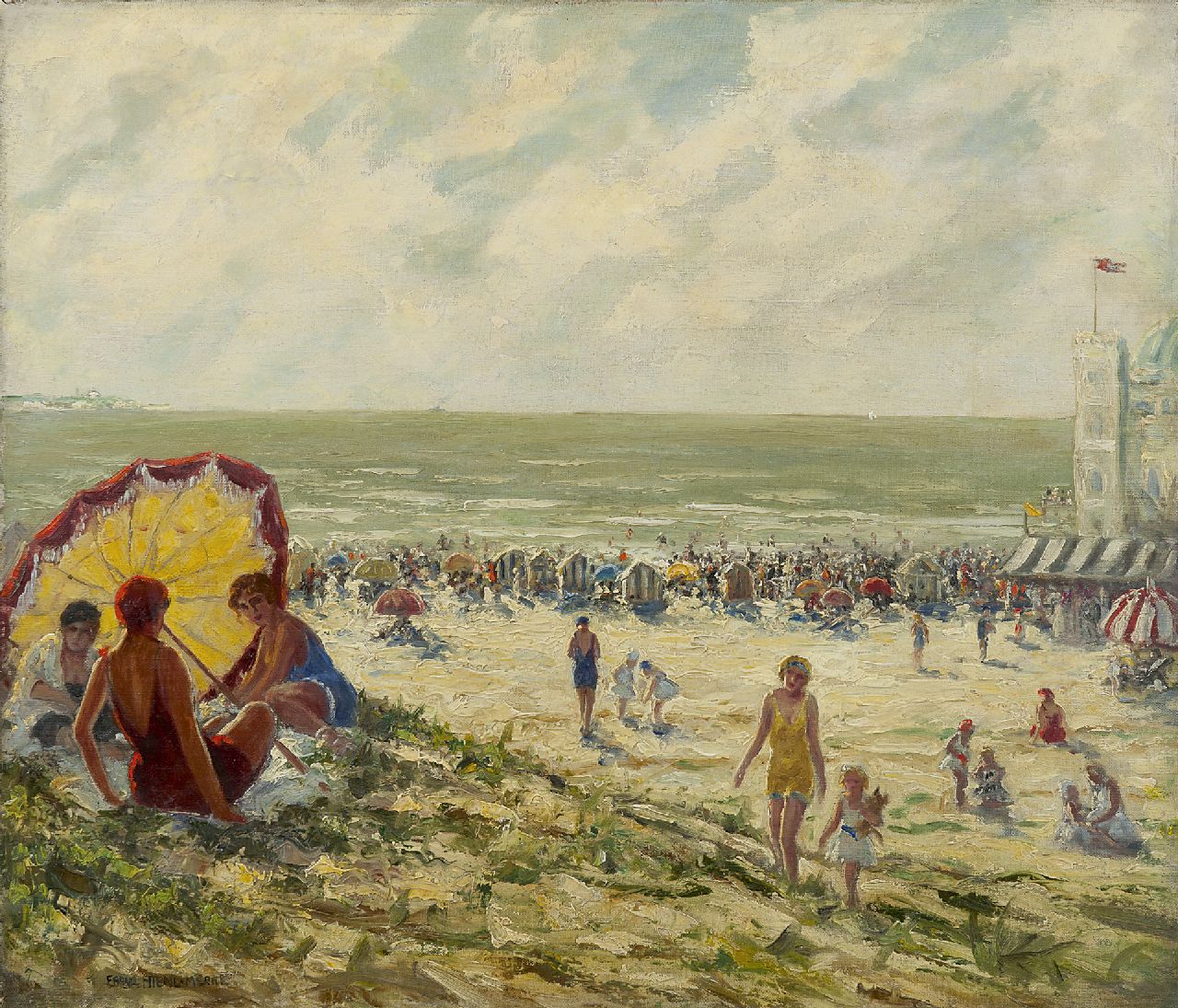 Franz Hienl-Merre | A sunny day on the beach, Öl auf Leinwand, 60,5 x 70,3 cm, signed l.l.