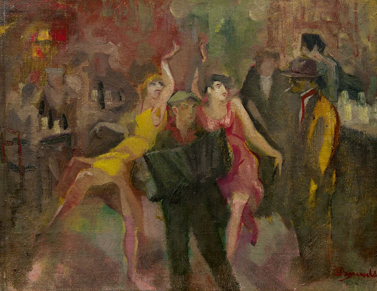 Bervoets L.  | Leo Bervoets, Café dansant, Öl auf Leinwand auf Holz 38,1 x 47,1 cm, Unterzeichnet u.r.