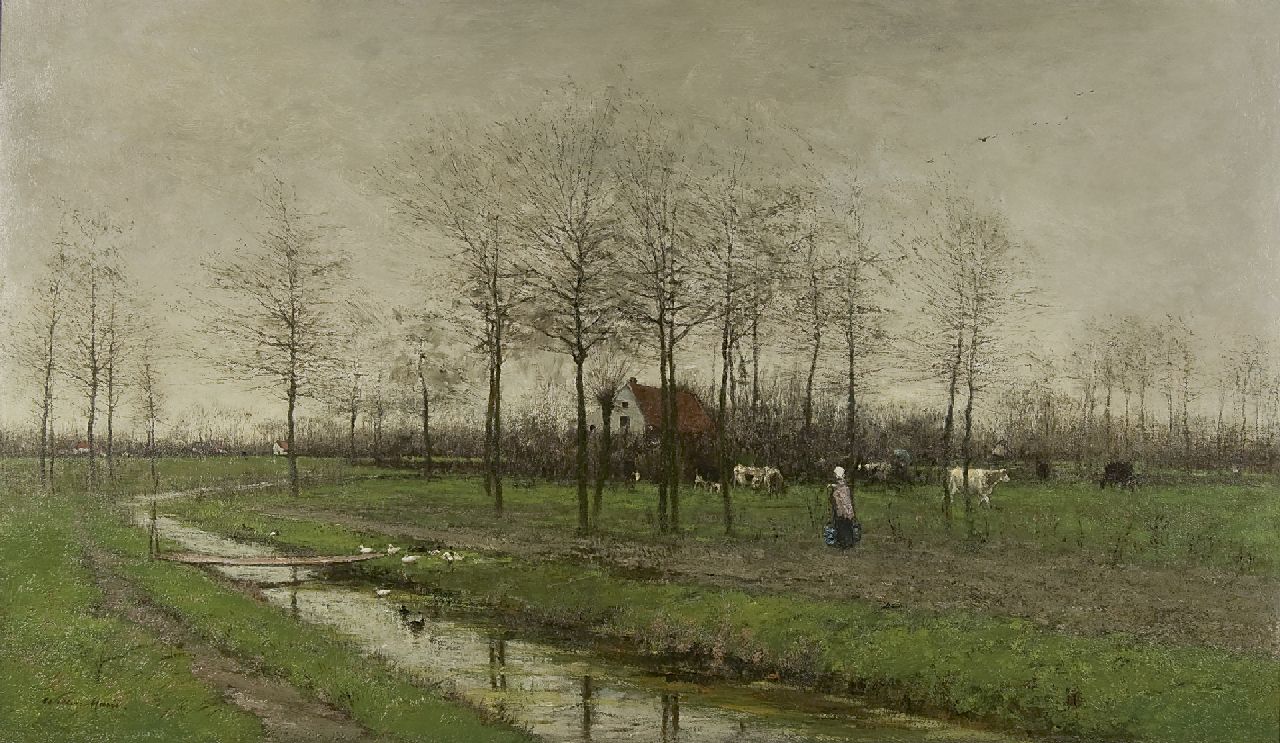 Maris W.  | Willem Maris, Springtime, Öl auf Leinwand 66,0 x 111,2 cm, signed l.l. und painted ca. 1875