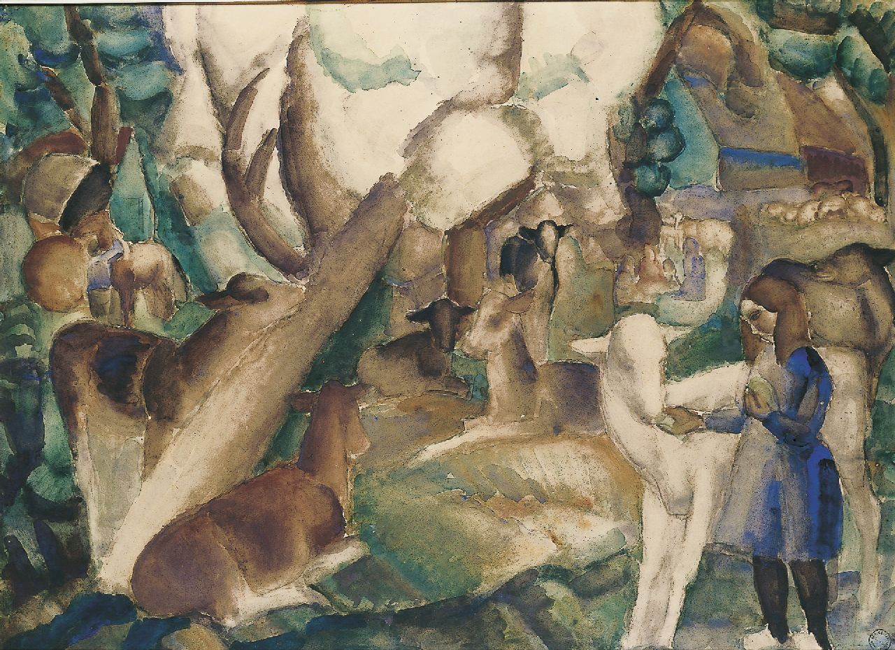 Gestel L.  | Leendert 'Leo' Gestel, Frühling im Beemsterpolder, Aquarell auf Papier 71,5 x 98,7 cm, zu datieren 1921-1922