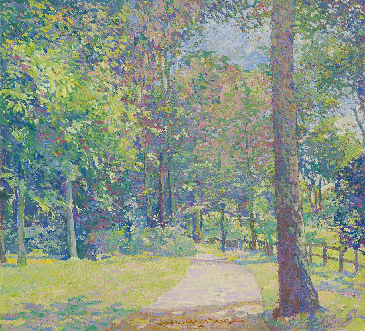 Boer H. de | Hessel de Boer, sommertag im Park, Öl auf Leinwand 49,1 x 53,7 cm, Unterzeichnet m.u.