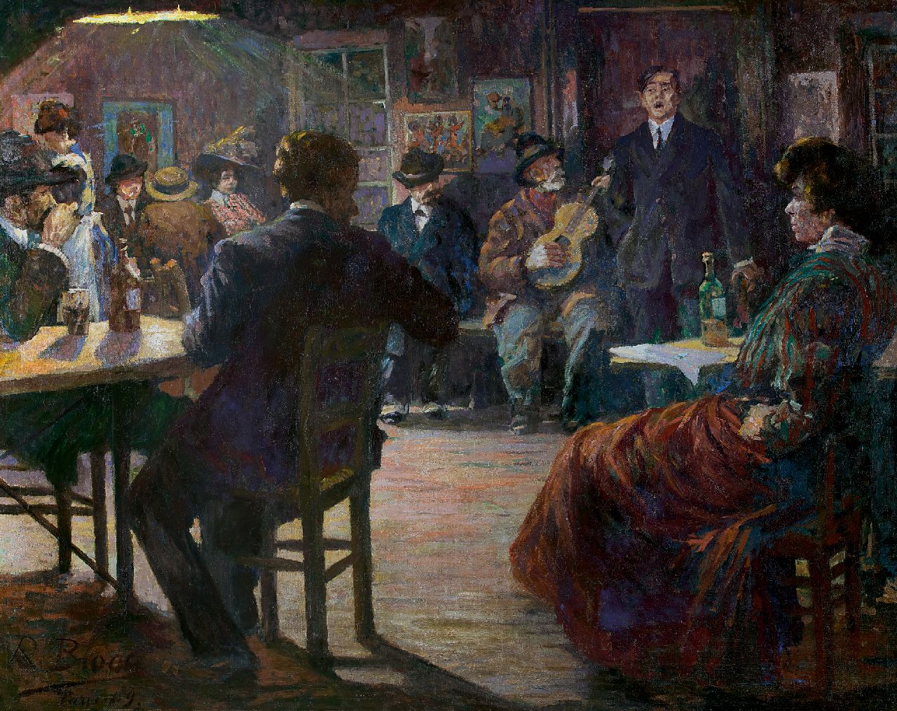 Bloos R.W.  | 'Richard' Willi Bloos, Café chantant, Öl auf Leinwand 132,5 x 165,8 cm, Unterzeichnet l.u. und datiert 'Paris' 09