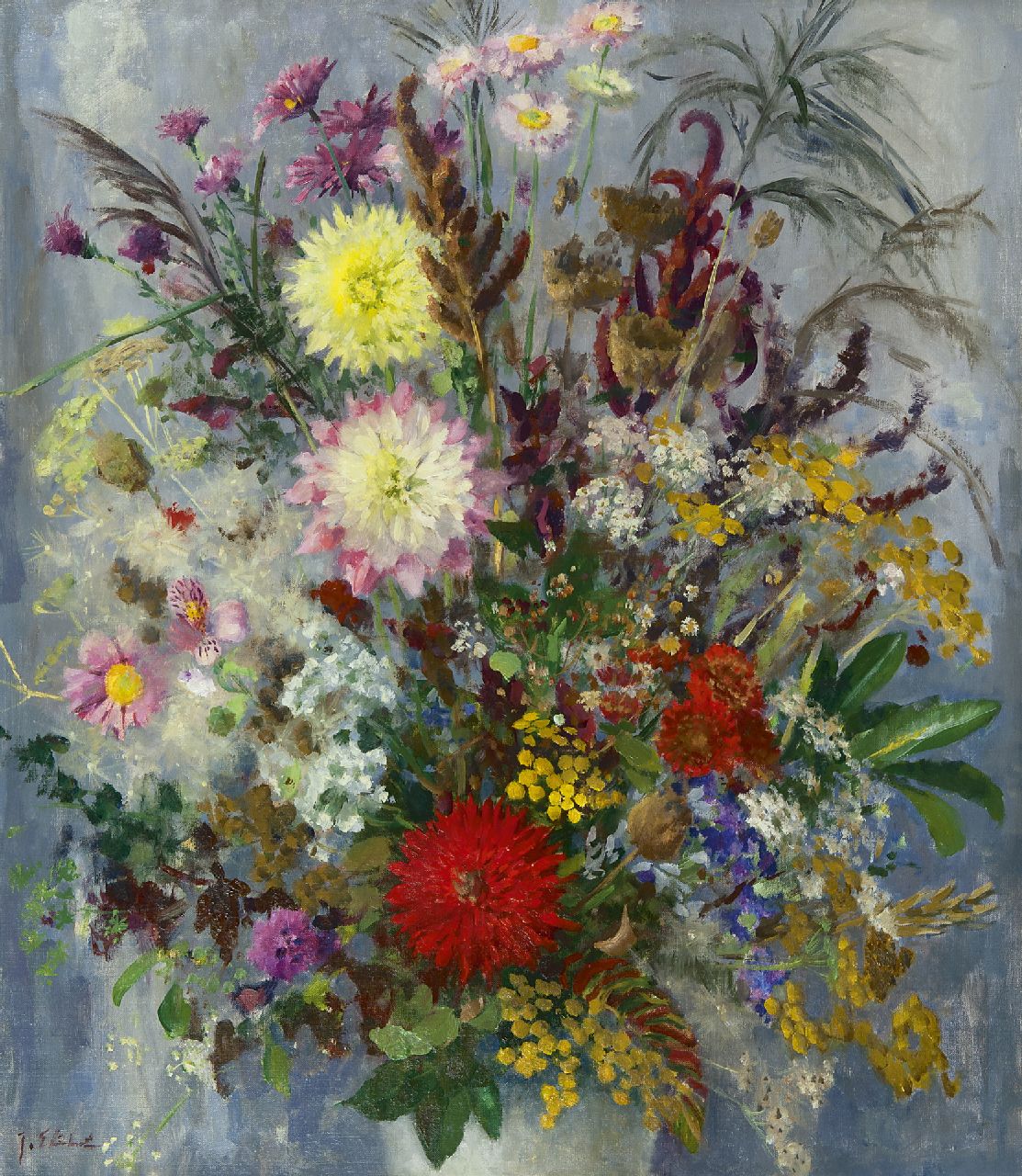 Stierhout J.A.U.  | Josephus Antonius Ubaldus 'Joop' Stierhout, Blumenstilleben, Öl auf Leinwand 80,2 x 70,3 cm, Unterzeichnet u.l.