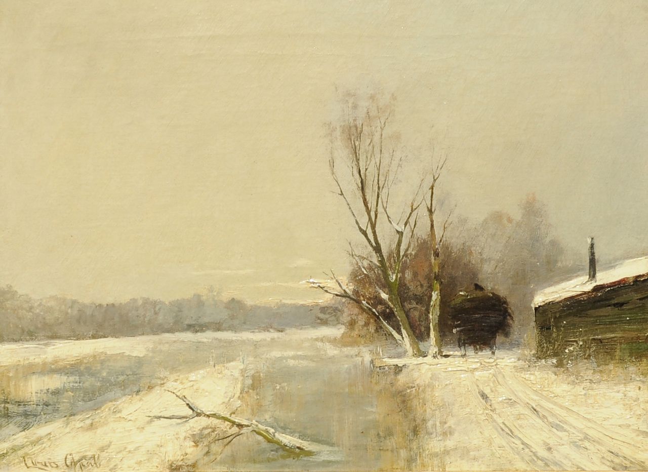 Apol L.F.H.  | Lodewijk Franciscus Hendrik 'Louis' Apol, Am Kanal im Winter, Öl auf Leinwand 30,3 x 40,3 cm, Unterzeichnet u.l.