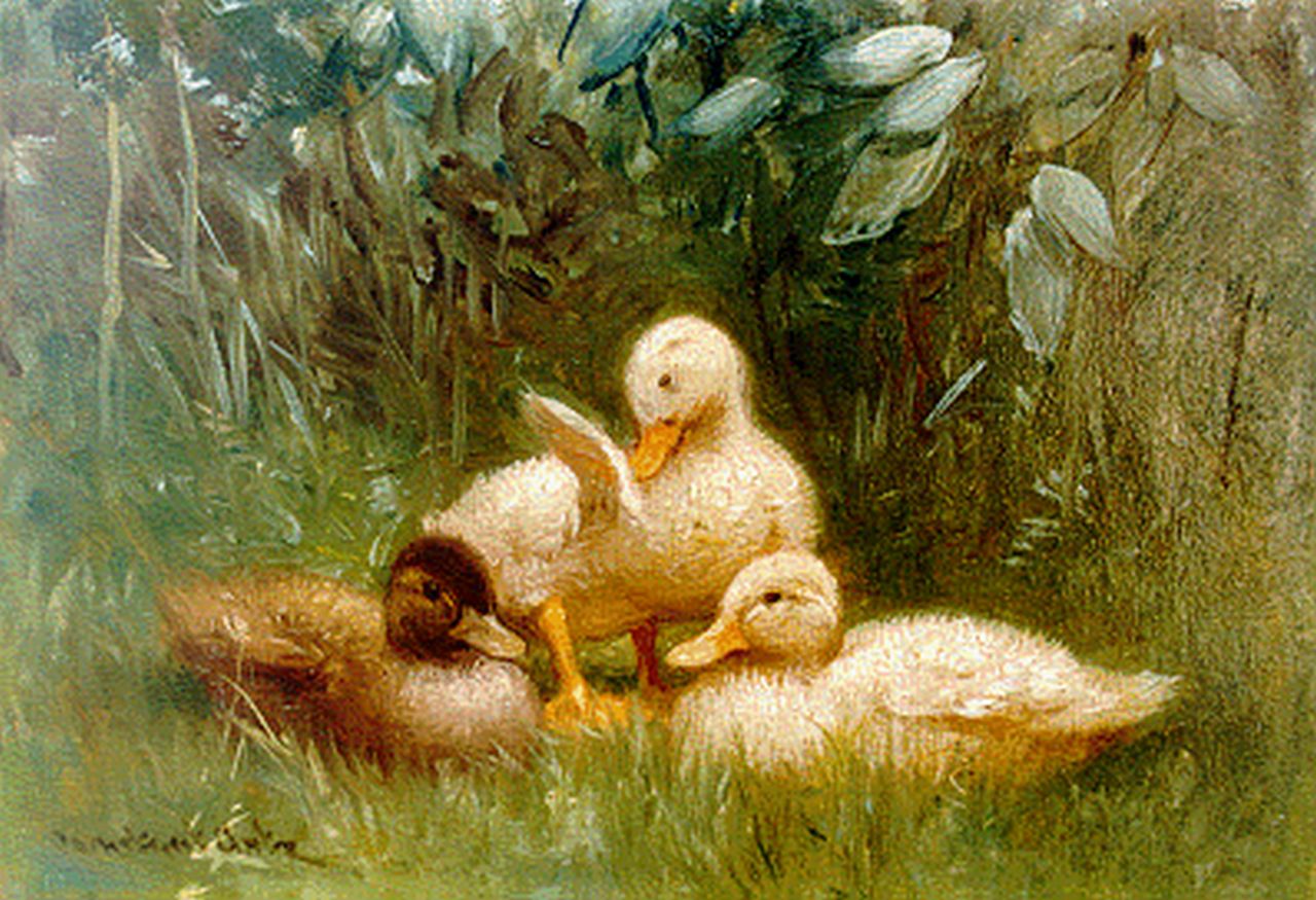 Artz C.D.L.  | 'Constant' David Ludovic Artz, Three ducklings, Öl auf Holz 12,8 x 18,2 cm, signed l.l.
