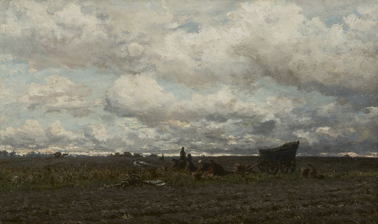 Mesdag H.W.  | Hendrik Willem Mesdag, Kartoffelernte, Drenthe, Öl auf Leinwand 48,3 x 78,3 cm, Unterzeichnet l.u.