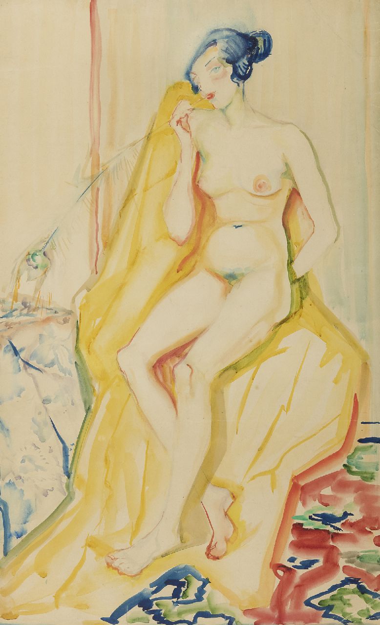 Martens-Pott A.J.  | 'Alida' Jantina Martens-Pott, Akt, Aquarell auf Papier 79,5 x 49,0 cm, zu datieren ca. 1925