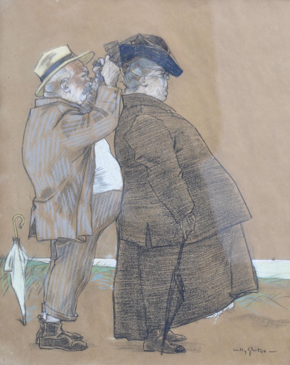 Sluiter J.W.  | Jan Willem 'Willy' Sluiter, Mal mit anfassen, Pastell auf Papier 38,7 x 31,6 cm, Unterzeichnet u.r.