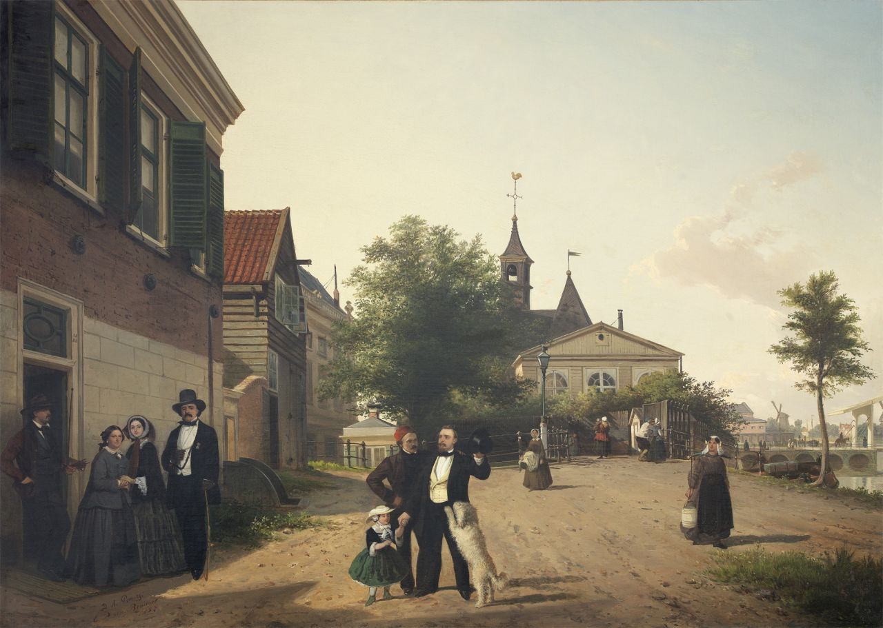 Elias Pieter van Bommel & Dominicus Peduzzi | Spaziergang am Sonntag, Öl auf Leinwand, 90,0 x 124,9 cm, Unterzeichnet u.L. 'D.A. Peduzzi' und 'E.P. van Bommel' und datiert 1857