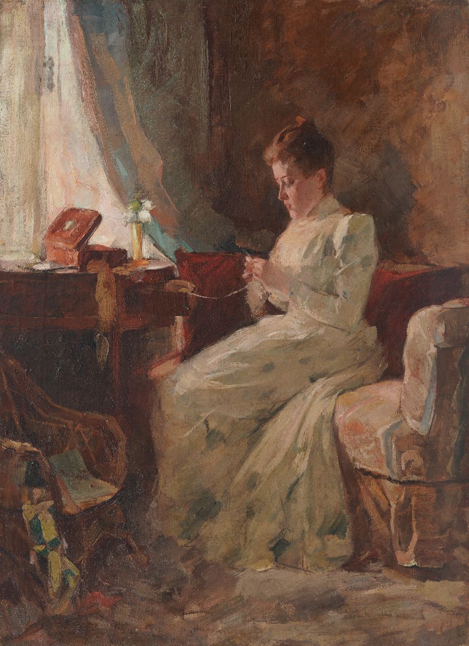 Gestel L.  | Leendert 'Leo' Gestel | Gemälde zum Verkauf angeboten | Leo Gestels Schwester, Anna Gestel, Öl auf Leinwand 77,7 x 55,8 cm, Unterzeichnet r.u. mit Initialen und ohne Rahmen