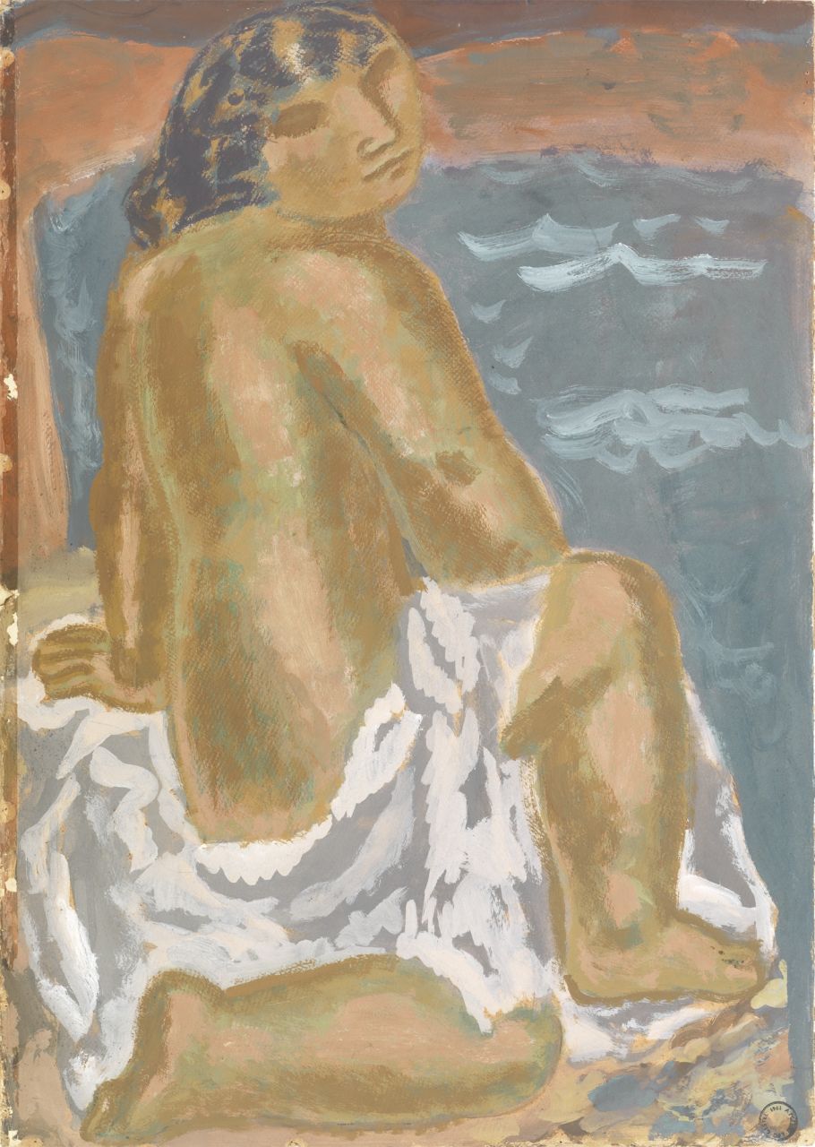 Gestel L.  | Leendert 'Leo' Gestel, Frau am Strand, Gouache auf Papier 72,7 x 51,9 cm, zu datieren ca. 1930-1932