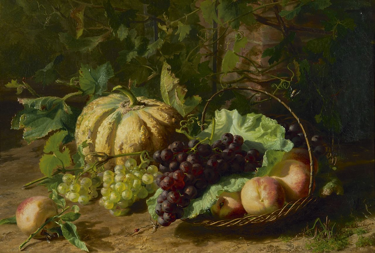 Sande Bakhuyzen G.J. van de | 'Gerardine' Jacoba van de Sande Bakhuyzen, Stilleben mit Obst, Öl auf Leinwand 51,5 x 74,0 cm, Unterzeichnet u.r. und datiert 1860