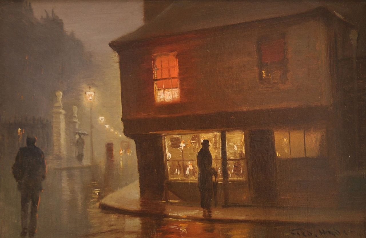 Hyde-Pownall G.  | George Hyde-Pownall, The Old Curiosity Shop,Portsmouth Street,  Londen, 15,2 x 23,2 cm, signed l.r. and on the reverse